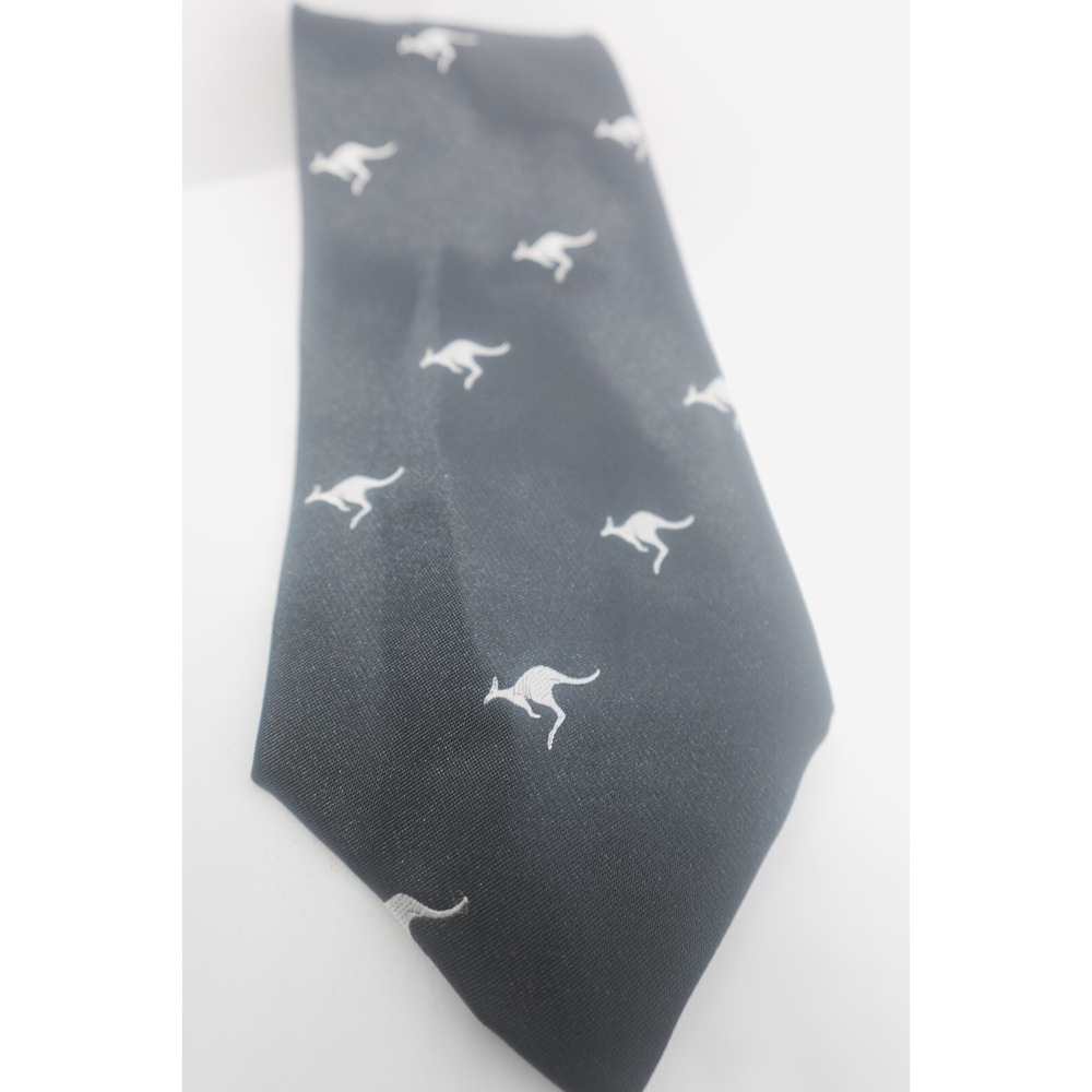 AUSTRALIAN TIE KANGAROO Black White SILK ‎ TIE  MADE IN AUSTRALIA